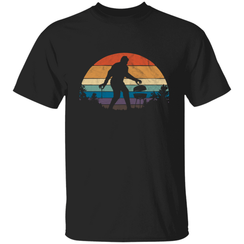 Big Foot Grilling on a Kettle Vintage Sunset T-Shirt