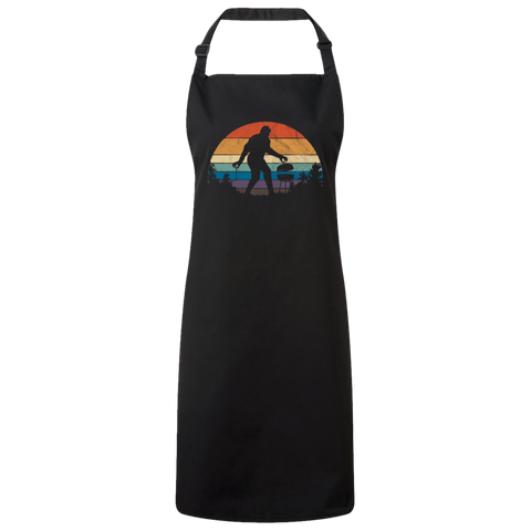 Sasquatch Grilling with Retro Sunset Unisex Butcher's Apron