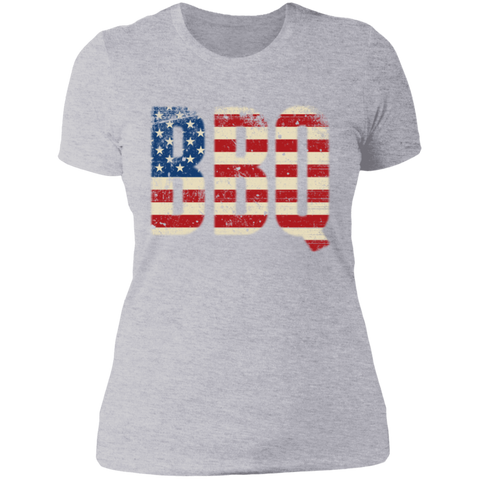 BBQ with Retro Style USA Flag Boyfriend T-Shirt