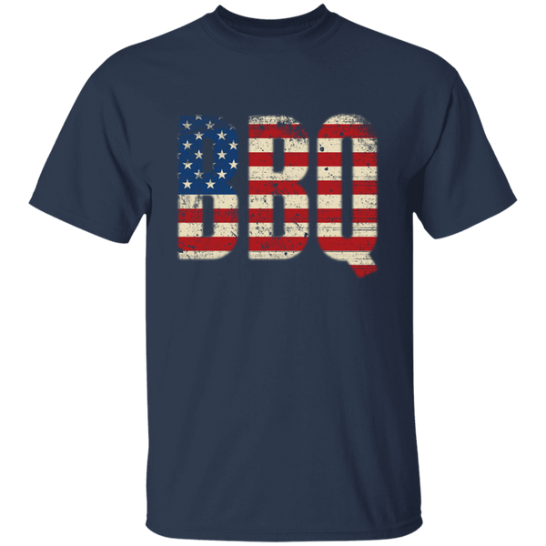 BBQ with Retro Style USA Flag Short-Sleeve T-Shirt