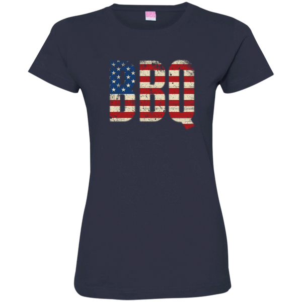 BBQ with Retro Style USA Flag Short-Sleeve T-Shirt