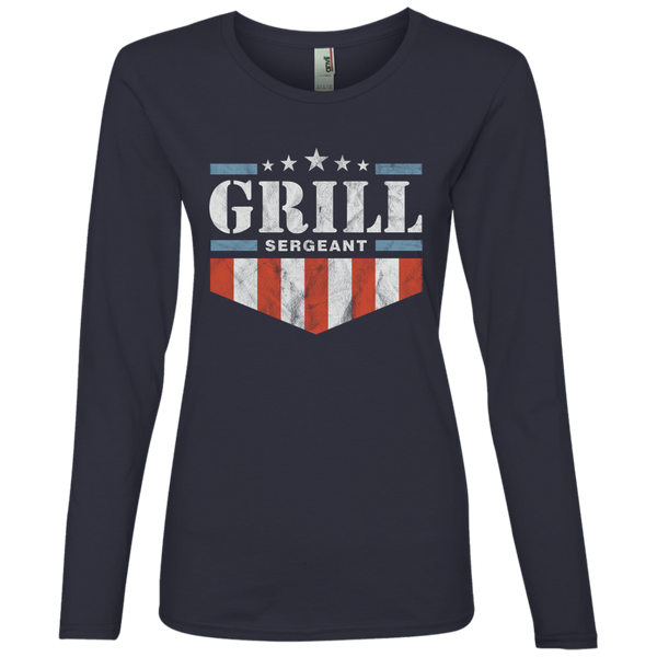 Grill Sergeant Red White and Blue Long Sleeve T-Shirt